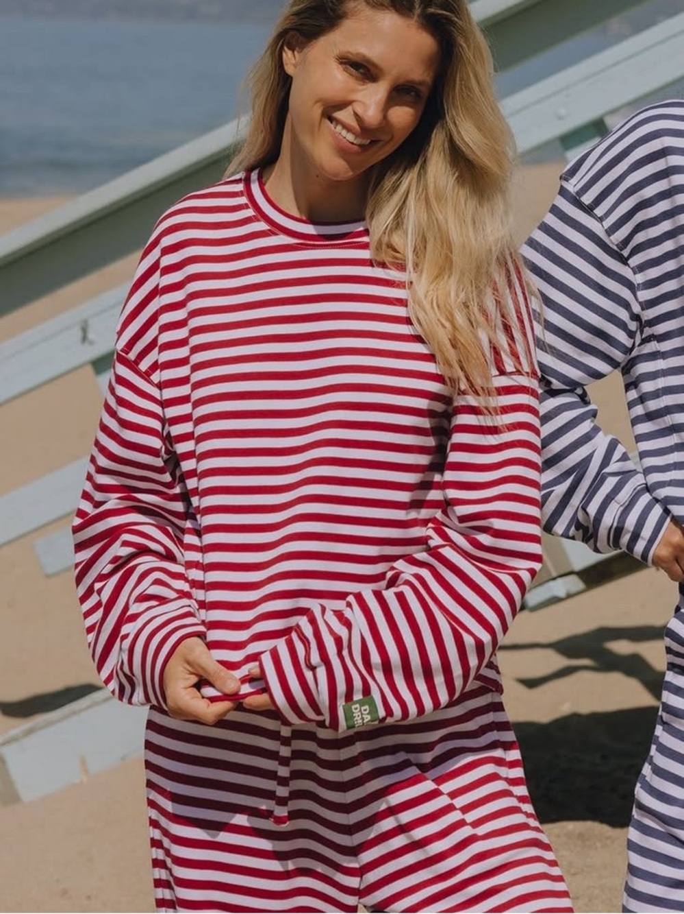 NWOT Daily Drills Striped Cotton Long Sleeve - Red + White Stripe